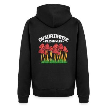 Pilzsammler Pilz Sucher - Unisex Premium Bio Zip Hoodie - Schwarz - Hinten - Nico (187cm)