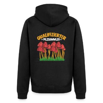 Pilzsammler Pilz Sucher - Unisex Premium Bio Zip Hoodie - Schwarz - Hinten - Nico (187cm)