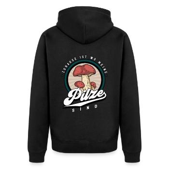 Pilzsammler Pilz Sucher - Unisex Premium Bio Zip Hoodie - Schwarz - Hinten - Nico (187cm)