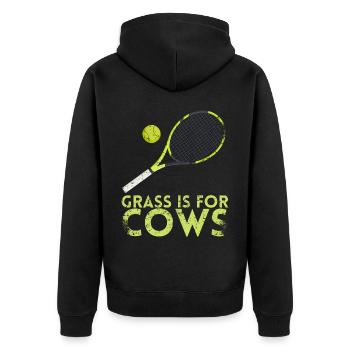 Gras Ist Für Kühe Design Für Tennisfans - Unisex Premium Bio Zip Hoodie - Schwarz - Hinten - Nico (187cm)