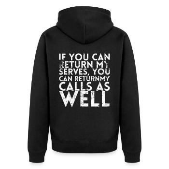 If you can return my services, you can - Unisex Premium Organic Zip Hoodie - black - Back - Nico (187cm)