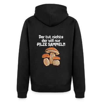 Pilzsammler Pilz Sucher - Unisex Premium Bio Zip Hoodie - Schwarz - Hinten - Nico (187cm)
