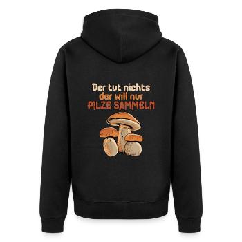 Pilzsammler Pilz Sucher - Unisex Premium Bio Zip Hoodie - Schwarz - Hinten - Nico (187cm)