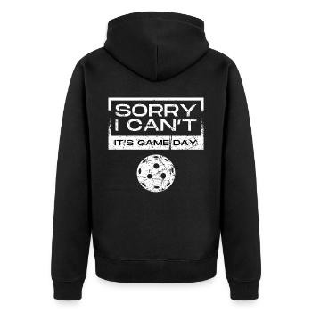Sorry, I can't. It's a game. - Unisex Premium Organic Zip Hoodie - black - Back - Nico (187cm)