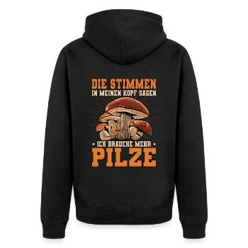 Pilzsammler Pilz Sucher - Unisex Premium Bio Zip Hoodie - Schwarz - Hinten - Nico (187cm)