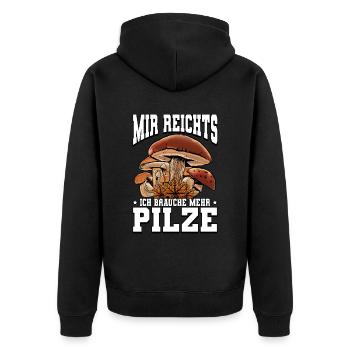 Pilzsammler Pilz Sucher - Unisex Premium Bio Zip Hoodie - Schwarz - Hinten - Nico (187cm)