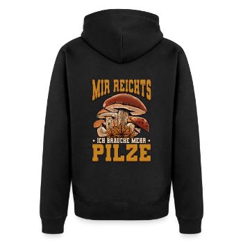 Pilzsammler Pilz Sucher - Unisex Premium Bio Zip Hoodie - Schwarz - Hinten - Nico (187cm)