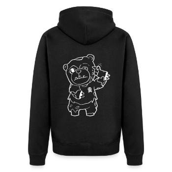 Zombiecore Ästhetische Pastell Goth Zombie Bär - Unisex Premium Bio Zip Hoodie - Schwarz - Hinten - Nico (187cm)