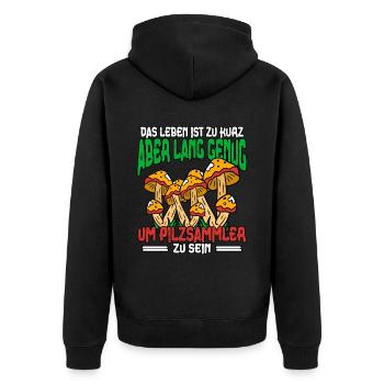 Pilzsammler Pilz Sucher - Unisex Premium Bio Zip Hoodie - Schwarz - Hinten - Nico (187cm)