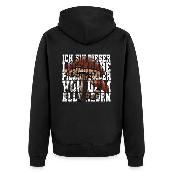 Pilzsammler Pilz Sucher - Unisex Premium Bio Zip Hoodie - Schwarz - Hinten - Nico (187cm)