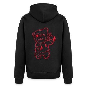 Zombiecore Ästhetisch Zombie Bär Pastell Goth - Unisex Premium Bio Zip Hoodie - Schwarz - Hinten - Nico (187cm)