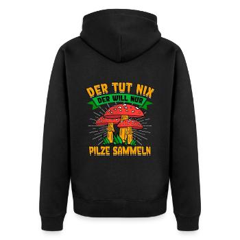 Pilzsammler Pilz Sucher - Unisex Premium Bio Zip Hoodie - Schwarz - Hinten - Nico (187cm)