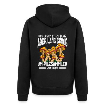 Pilzsammler Pilz Sucher - Unisex Premium Bio Zip Hoodie - Schwarz - Hinten - Nico (187cm)