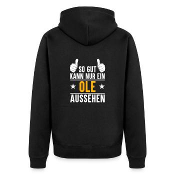 Ole Vorname Name Geschenk - Unisex Premium Bio Zip Hoodie - Schwarz - Hinten - Nico (187cm)