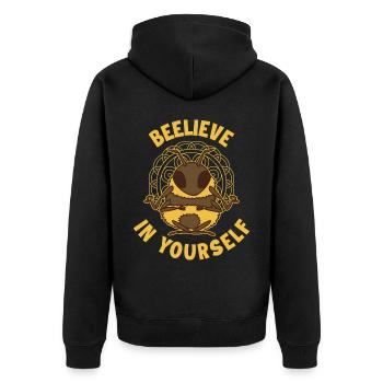 Beelieve In Yourself Bees Gift - Unisex Premium Organic Zip Hoodie - black - Back - Nico (187cm)