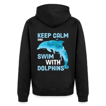 Restez calme et nagez avec les dauphins Dauphin Cadeau - Veste à capuche bio Premium Unisexe - noir - Dos - Nico (187cm)