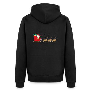 Français Bulldog Santa Christmas Sleigh - - Veste à capuche bio Premium Unisexe - noir - Dos - Nico (187cm)