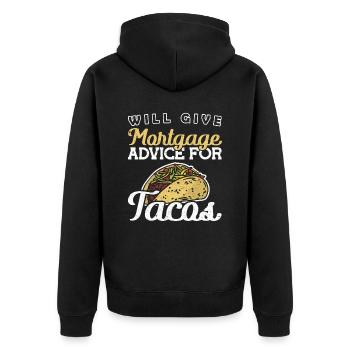 Conseils hypothécaires Tacos Conseiller en prêts hypothécaires - Veste à capuche bio Premium Unisexe - noir - Dos - Nico (187cm)