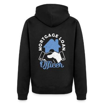 Mortgage Loan Officer Hypothekendarlehensberater - Unisex Premium Bio Zip Hoodie - Schwarz - Hinten - Nico (187cm)