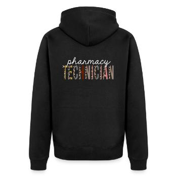 Pharmacy Technician Leopard Print Funny Gift - Unisex Premium Organic Zip Hoodie - black - Back - Nico (187cm)