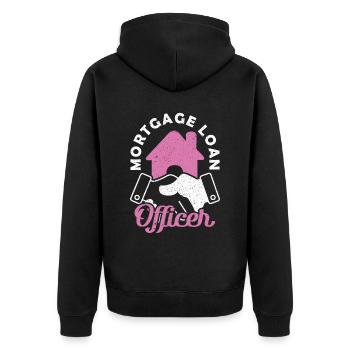 Mortgage Loan Officer Hypothekendarlehensberater - Unisex Premium Bio Zip Hoodie - Schwarz - Hinten - Nico (187cm)
