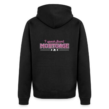 I Speak Fluent Mortgage Hypothekendarlehensberater - Unisex Premium Bio Zip Hoodie - Schwarz - Hinten - Nico (187cm)
