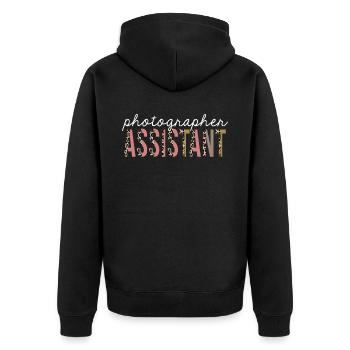 Fotograf Assistant Leopard Print lustiges Geschenk - Unisex Premium Bio Zip Hoodie - Schwarz - Hinten - Nico (187cm)