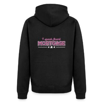 I Speak Fluent Mortgage Hypothekendarlehensberater - Unisex Premium Bio Zip Hoodie - Schwarz - Hinten - Nico (187cm)