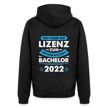 Ich Habe Die Lizenz Zum Besserwissen Abschluss Bac - Unisex Premium Bio Zip Hoodie - Schwarz - Hinten - Nico (187cm)