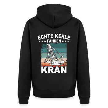 Kranführer Sprüche Kran Kranfahrer - Unisex Premium Bio Zip Hoodie - Schwarz - Hinten - Nico (187cm)