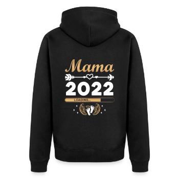 Mama 2022 Laden Mutter Muttertag Werdende Mama Loa - Unisex Premium Bio Zip Hoodie - Schwarz - Hinten - Nico (187cm)