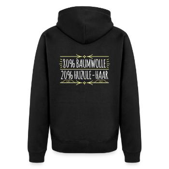 Huzule Haare Reiter Pferd - Unisex Premium Bio Zip Hoodie - Schwarz - Hinten - Nico (187cm)