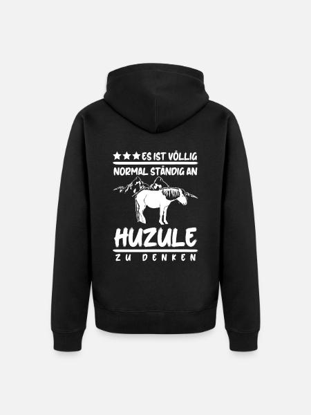 Huzule Witz mit Pferd - Unisex Premium Bio Zip Hoodie - Schwarz