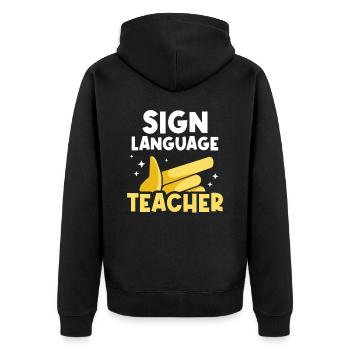 Gestes d’un enseignant en langue des signes Signes de sensibilisation - Veste à capuche bio Premium Unisexe - noir - Dos - Nico (187cm)