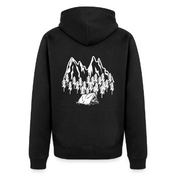 Outdoor Alpen Berge Wandern Berg - Unisex Premium Bio Zip Hoodie - Schwarz - Hinten - Nico (187cm)