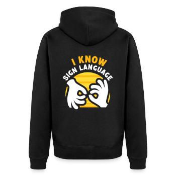 Je peux faire des gestes de conscience des signes en langue des signes - Veste à capuche bio Premium Unisexe - noir - Dos - Nico (187cm)