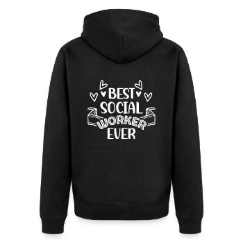 Bester Sozialarbeiter Aller Zeiten Sozialarbeit - Unisex Premium Bio Zip Hoodie - Schwarz - Hinten - Nico (187cm)