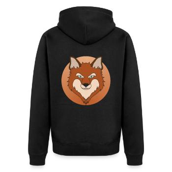 Fuchs mond waldtier tshirt mit tierkopf - Unisex Premium Bio Zip Hoodie - Schwarz - Hinten - Nico (187cm)