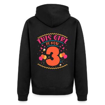 Cette fille a maintenant 3 | Thème Cupcake - Veste à capuche bio Premium Unisexe - noir - Dos - Nico (187cm)