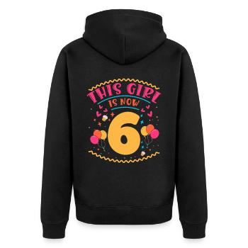 Cette fille a maintenant 6 | Thème Cupcake - Veste à capuche bio Premium Unisexe - noir - Dos - Nico (187cm)