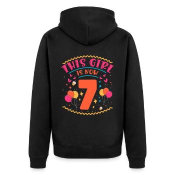Cette fille a maintenant 7 | Thème Cupcake - Veste à capuche bio Premium Unisexe - noir - Dos - Nico (187cm)