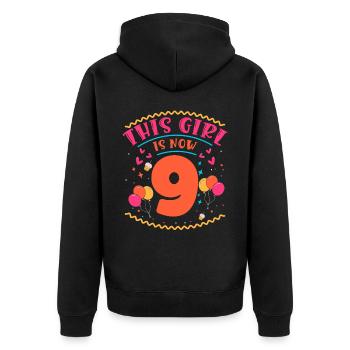 Cette fille a maintenant 9 | Thème Cupcake - Veste à capuche bio Premium Unisexe - noir - Dos - Nico (187cm)