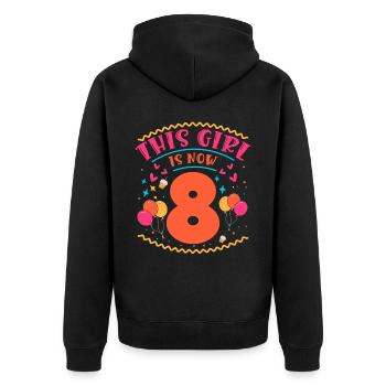 Cette fille a maintenant 8 | Thème Cupcake - Veste à capuche bio Premium Unisexe - noir - Dos - Nico (187cm)