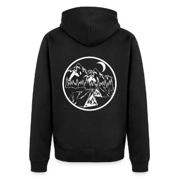Mountain Sports Hiking Moon Forest Camping - Unisex Premium Organic Zip Hoodie - black - Back - Nico (187cm)