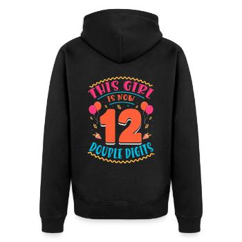 Cette fille a maintenant 12 | Thème Cupcake - Veste à capuche bio Premium Unisexe - noir - Dos - Nico (187cm)