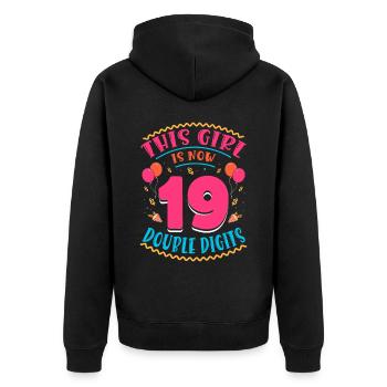 Cette fille a maintenant 19 | Thème Cupcake - Veste à capuche bio Premium Unisexe - noir - Dos - Nico (187cm)