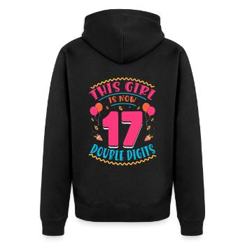 Cette fille a maintenant 17 | Thème Cupcake - Veste à capuche bio Premium Unisexe - noir - Dos - Nico (187cm)