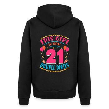 Cette fille a maintenant 21 | Thème Cupcake - Veste à capuche bio Premium Unisexe - noir - Dos - Nico (187cm)