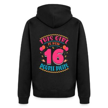 Cette fille a maintenant 16 | Thème Cupcake - Veste à capuche bio Premium Unisexe - noir - Dos - Nico (187cm)