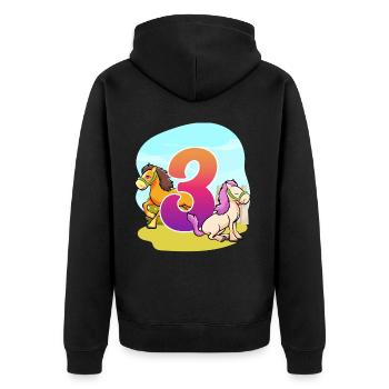 3rd Birthday Riding Horse Theme Three Party - Unisex Premium Organic Zip Hoodie - black - Back - Nico (187cm)